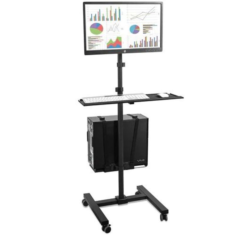 GENERICO - MONTECH - Pedestal con Ruedas para Monitor 17 a 32 Pulg / CPU-TECLADO