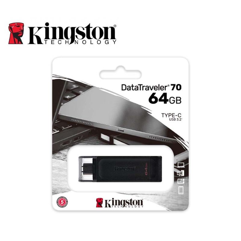 KINGSTON - Memoria USB Kingston DataTraveler 70 64GB USB-C 3.2 – DT70/64GB