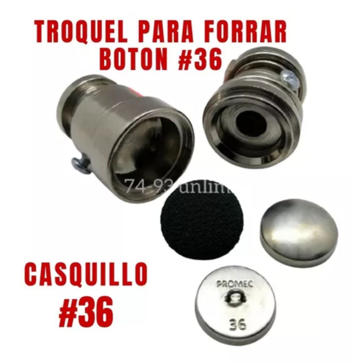 GENERICO - 500 Casquillo Metálico Forrar Botón Nro. 36 Con Su Troquel