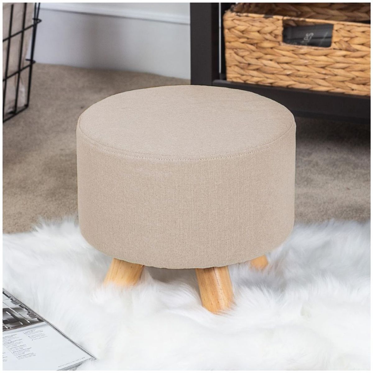 GENERICO - Puff mueble taburete mueble reposapiés redondo acolchado