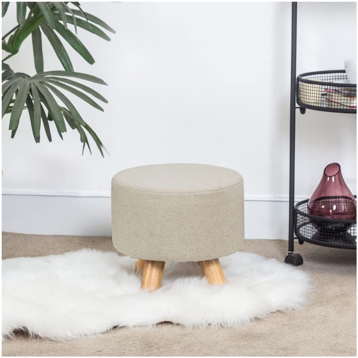 GENERICO - Puff mueble taburete mueble reposapiés redondo acolchado