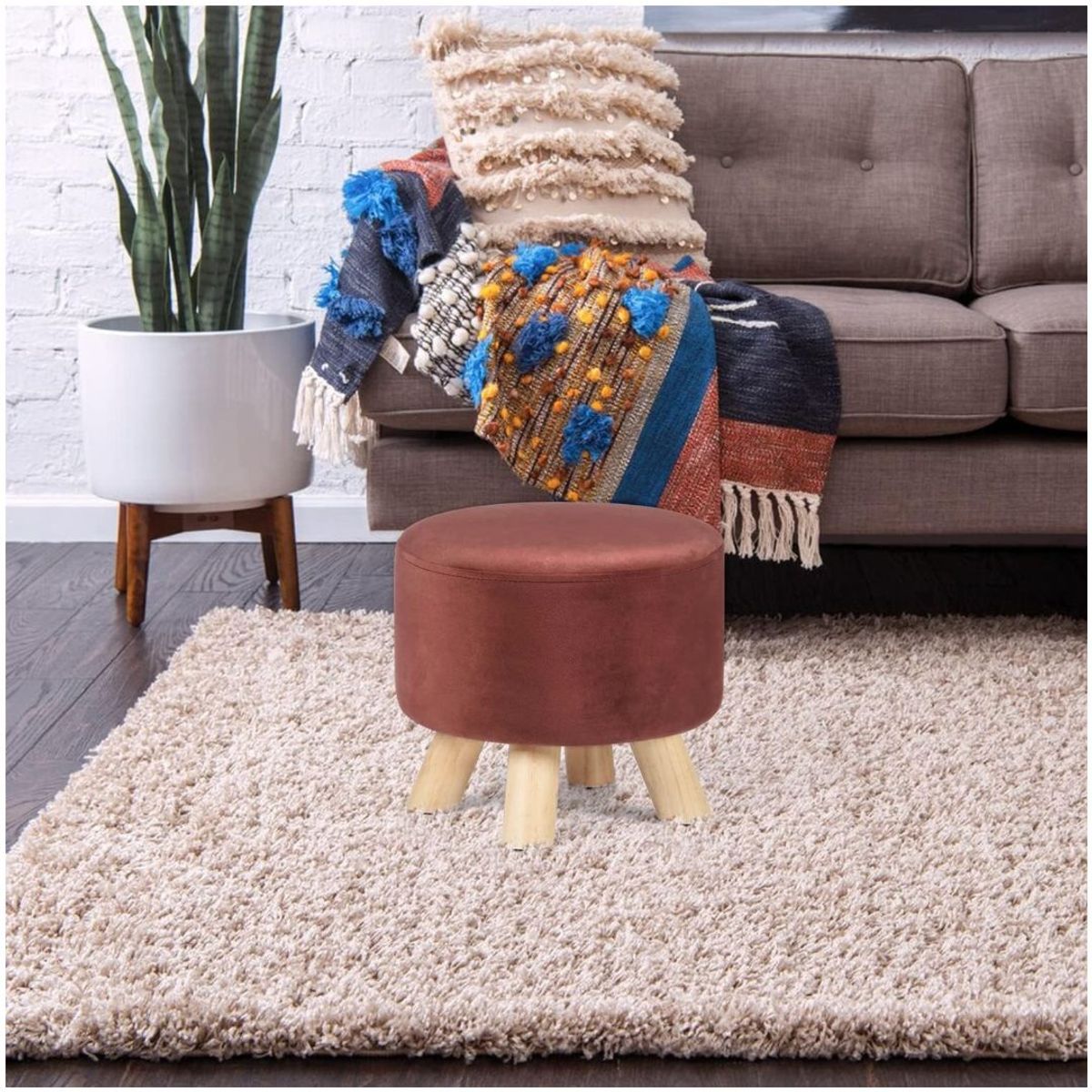 GENERICO - Puff mueble taburete mueble reposapiés redondo acolchado