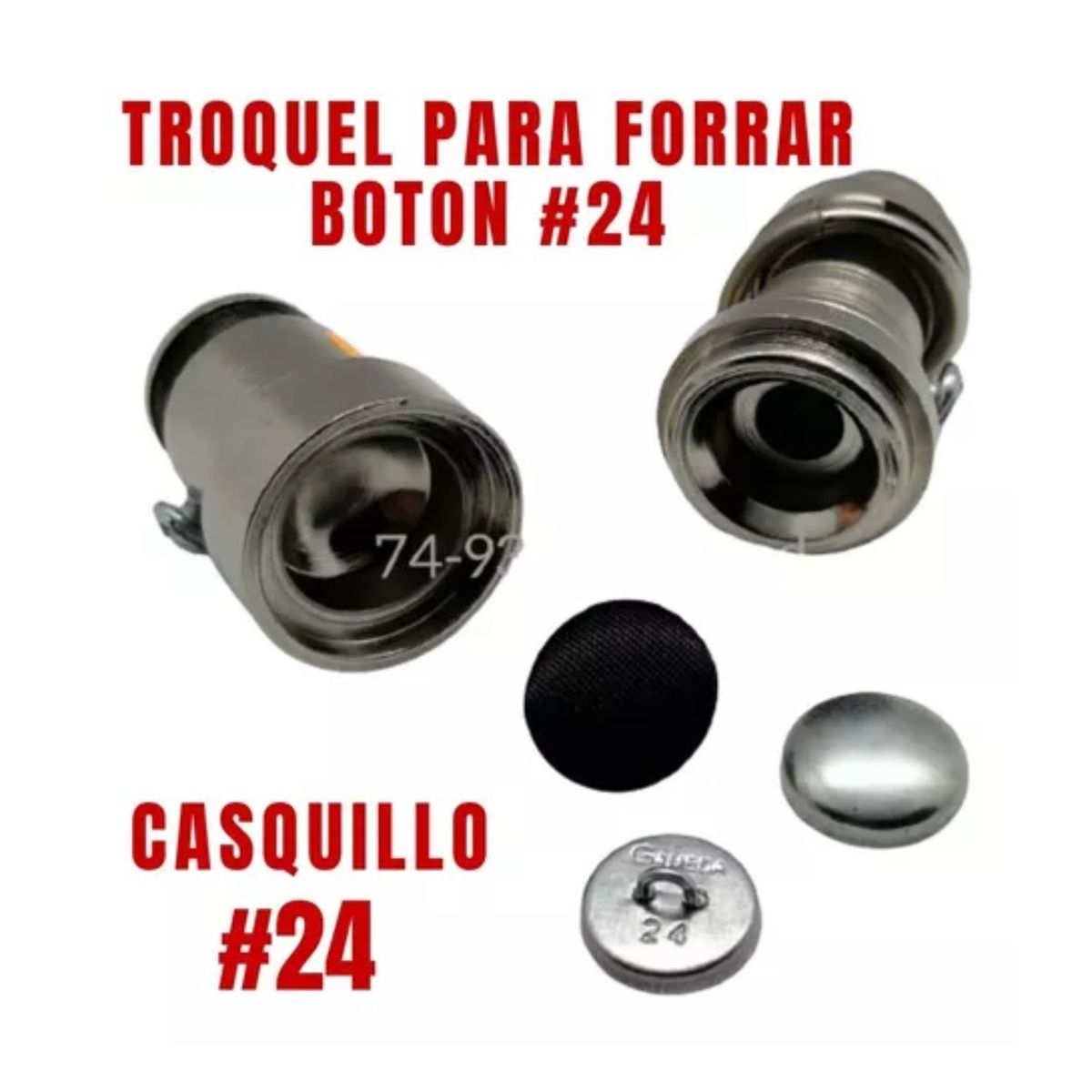 GENERICO - 500 Casquillo Metálico Forrar Botón Nro. 24 Con Su Troquel
