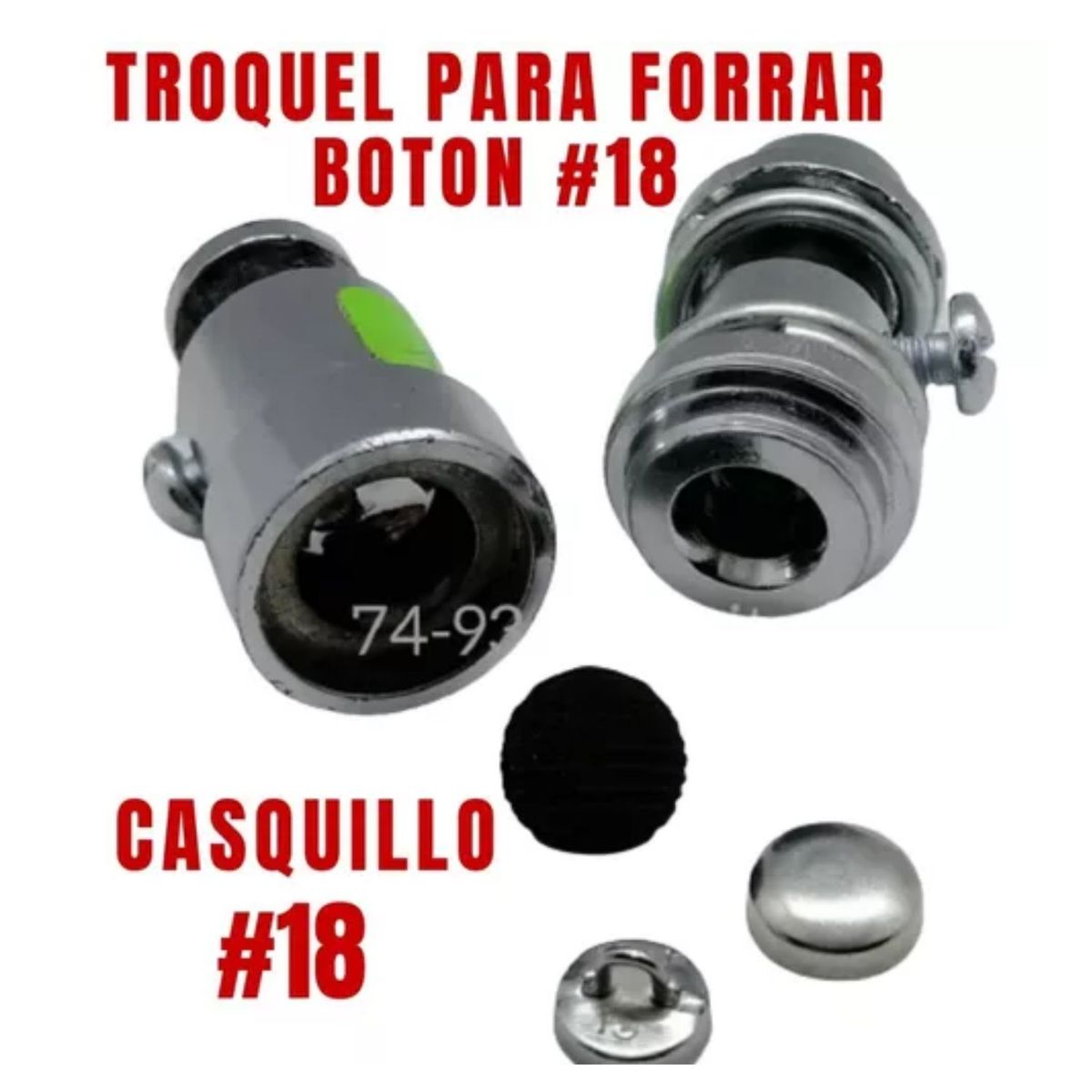 GENERICO - 500 Casquillo Metálico Forrar Botón N°18 Con Troquel