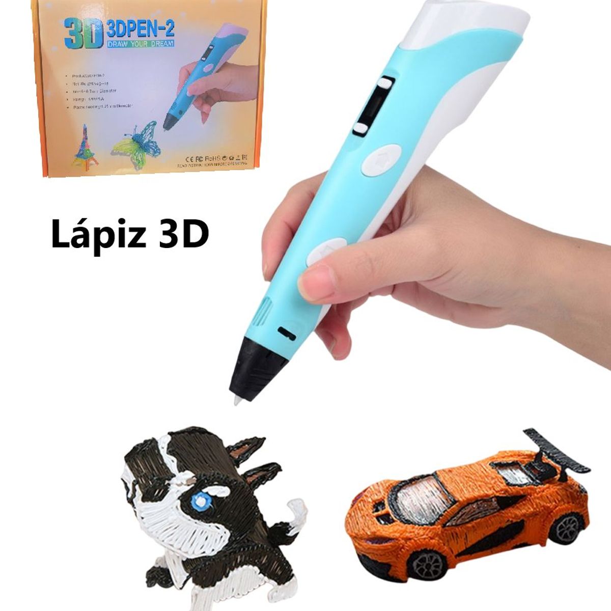 GENERICO - Lápiz lapicero 3D portátil impresión manual - Celeste