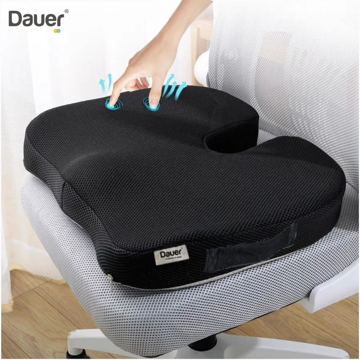 DAUER - Asiento Cojín Viscoelástico con Gel Tech + Bambu DAUER con forro y asa