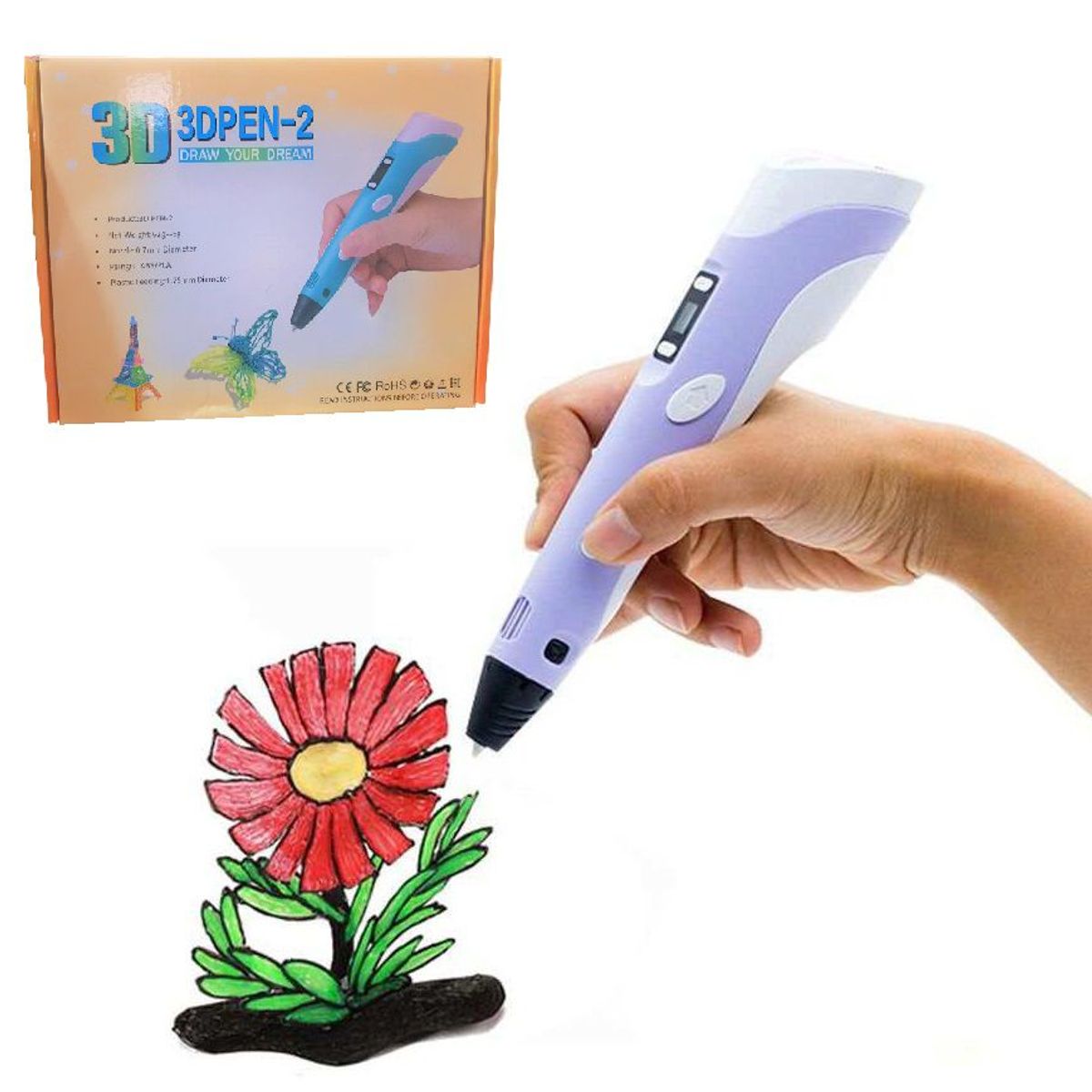 GENERICO - Lápiz eléctrico 3D portátil  lapicero manual - Morado