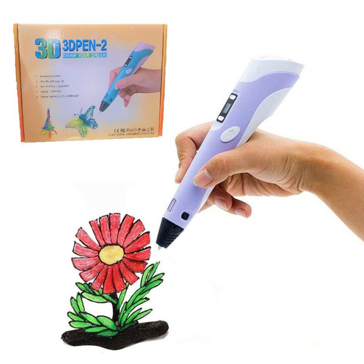 GENERICO - Lápiz eléctrico 3D portátil  lapicero manual - Morado