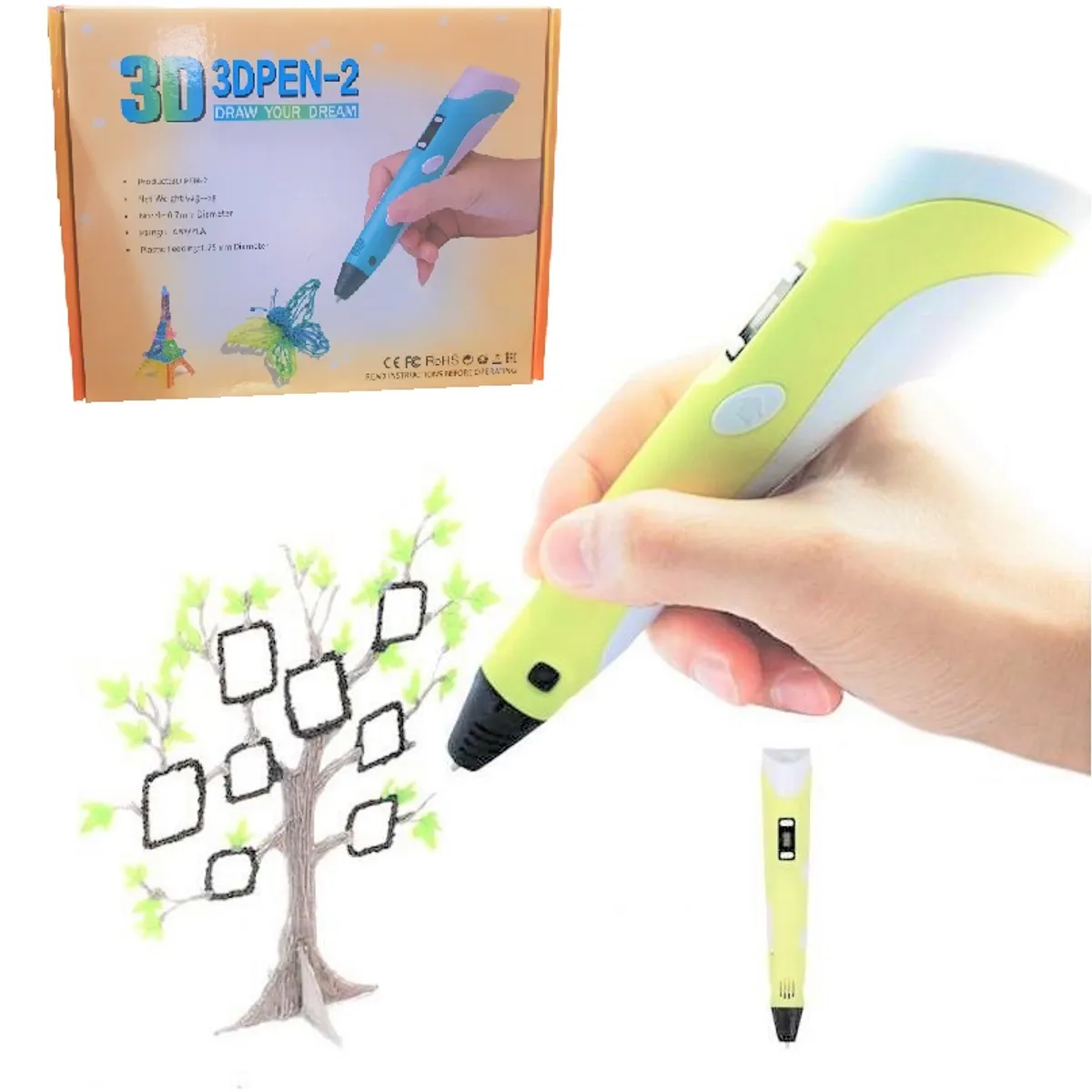 GENERICO - Lápiz lapicero 3D portátil impresión manual - Amarillo