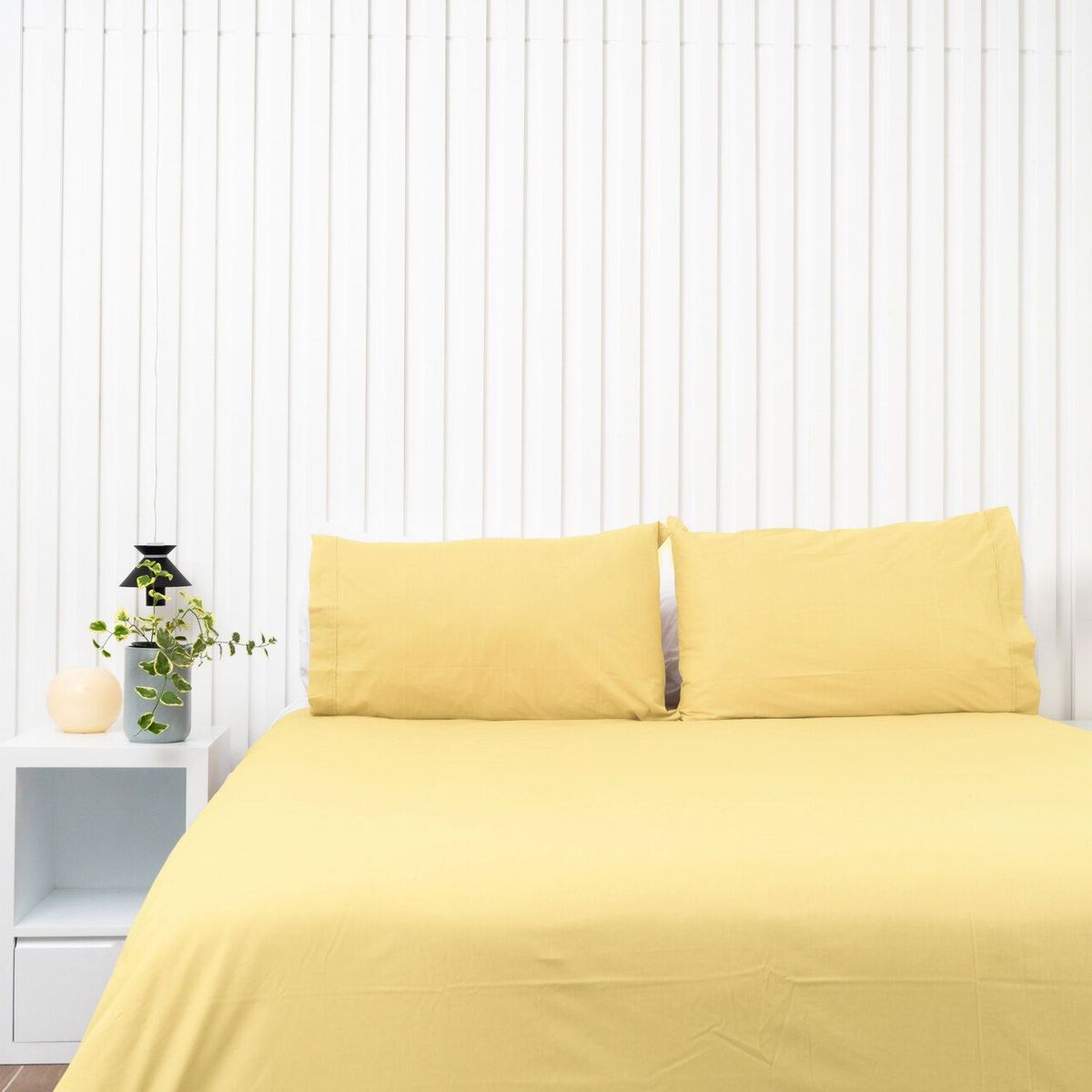 COBITEX HOME - Sábanas + Plumón Hipoalergénico Queen Amarillo Cobitex 100 algodón.