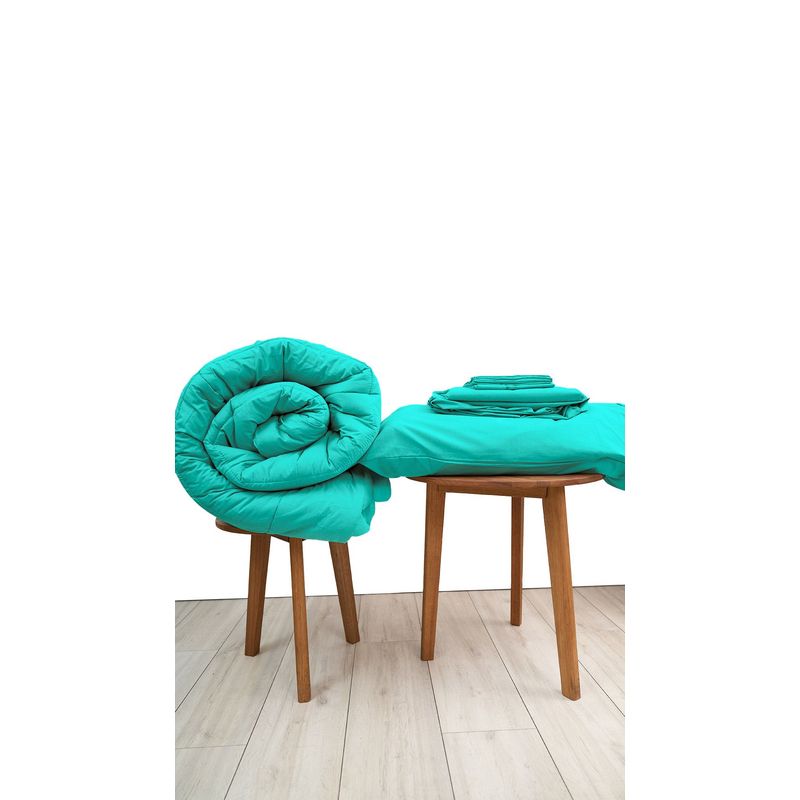 COBITEX HOME - Sábanas + Plumón Hipoalergénico Queen Turquesa Cobitex 100 algodón