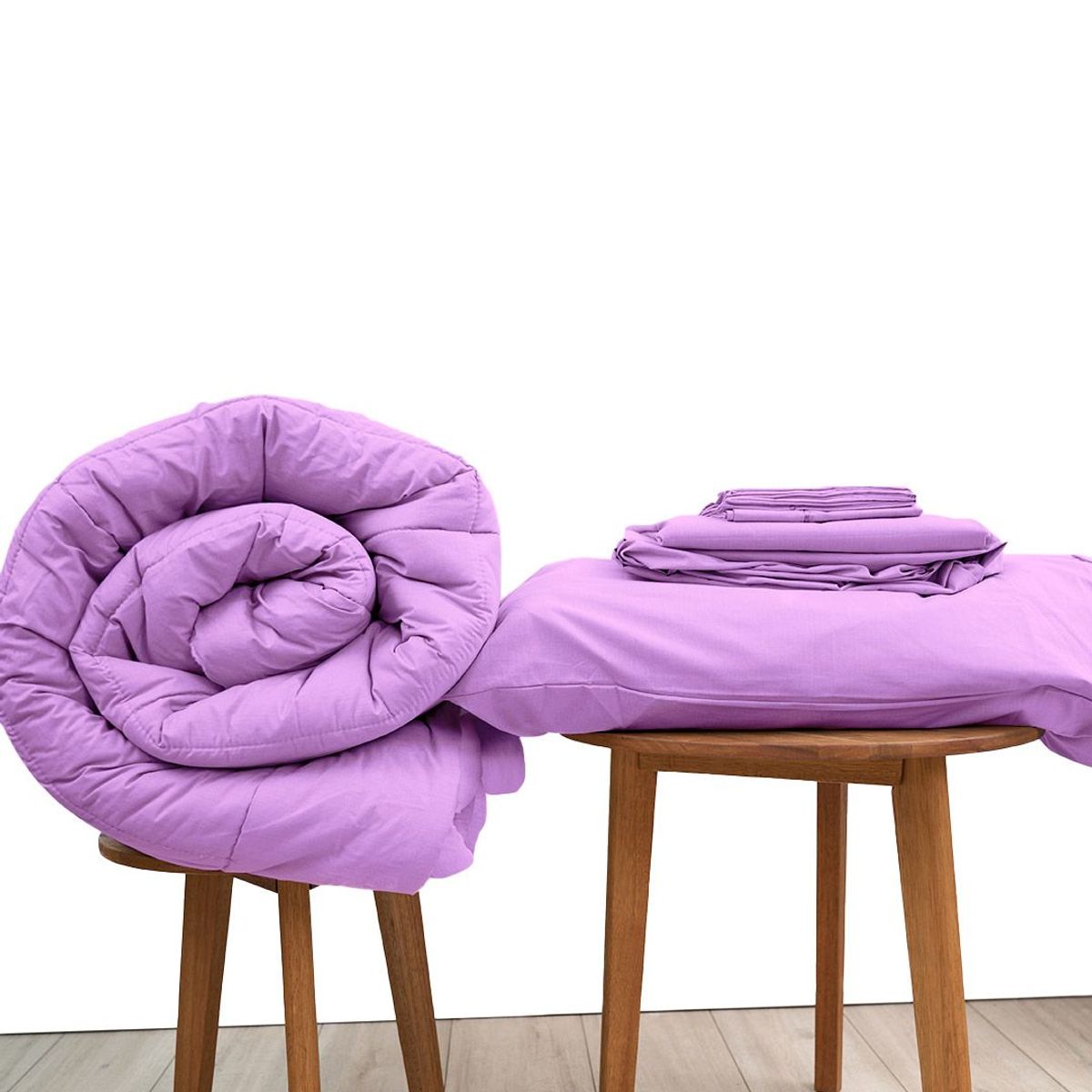 COBITEX HOME - Sábanas + Plumón Hipoalergénico Queen Lila Cobitex 100 algodón