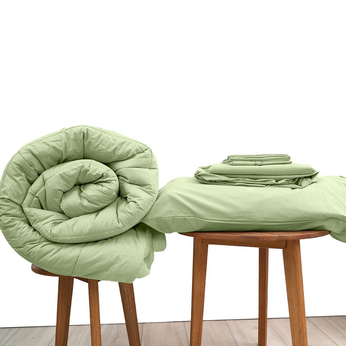 COBITEX HOME - Sábanas + Plumón Hipoalergénico Queen Verde Cobitex 100 algodón