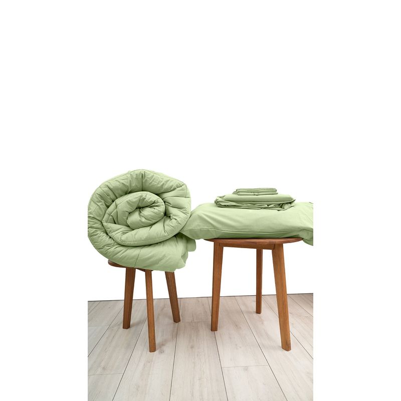 COBITEX HOME - Sábanas + Plumón Hipoalergénico Queen Verde Cobitex 100 algodón