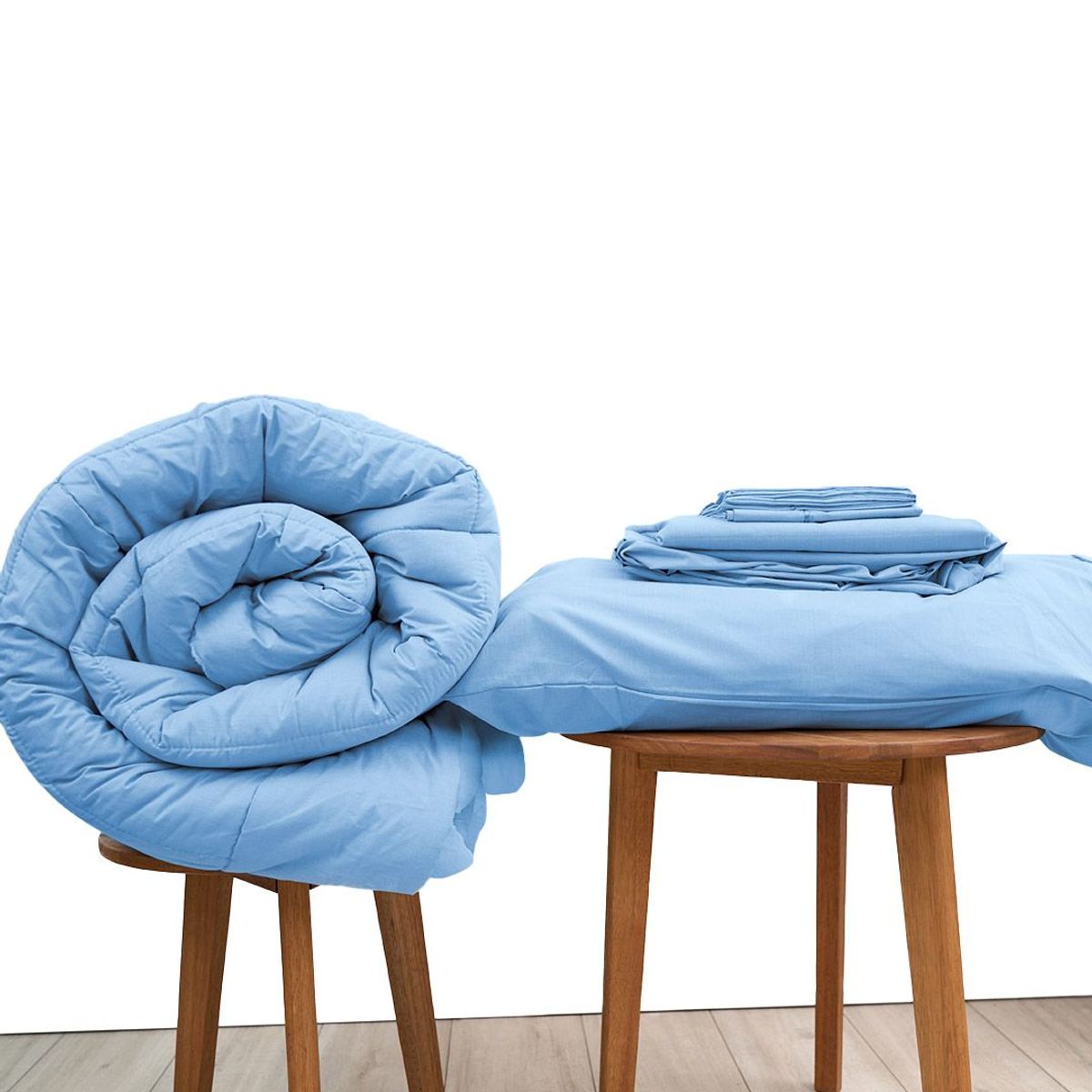 COBITEX HOME - Sábanas + Plumón Hipoalergénico 1.5 plazas Azul Cielo Cobitex 100% algodón