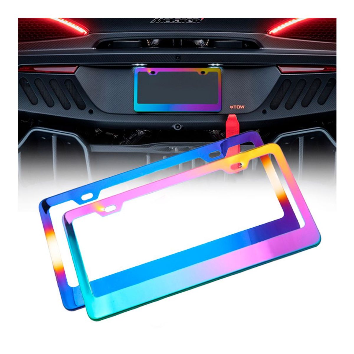 GENERICO - Porta Placa Metal Tornazol  Elegante Auto Camioneta 1PCS