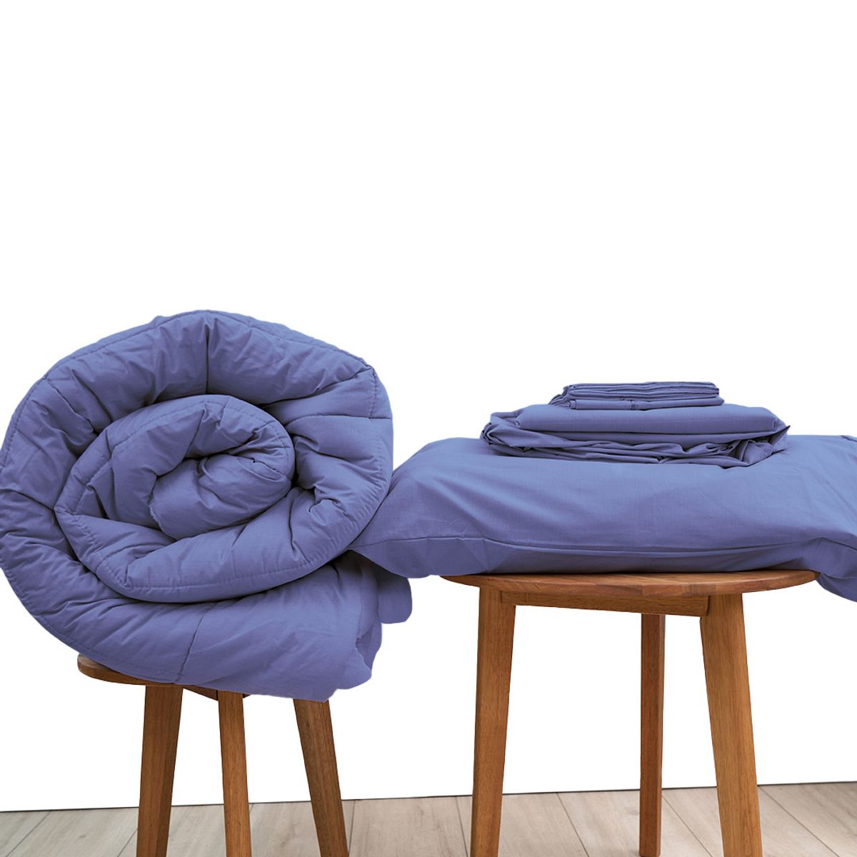 COBITEX HOME - Sábanas + Plumón Hipoalergénico 1.5 plazas Azul Acero Cobitex 100% algodón