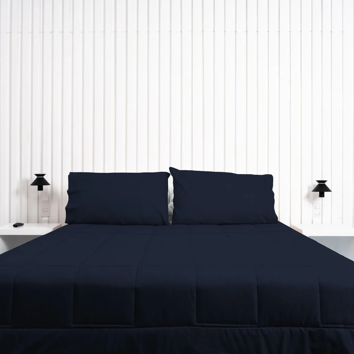 COBITEX HOME - Sábanas + Plumón Hipoalergénico 1.5 plazas Azul Marino Cobitex 100% algodón