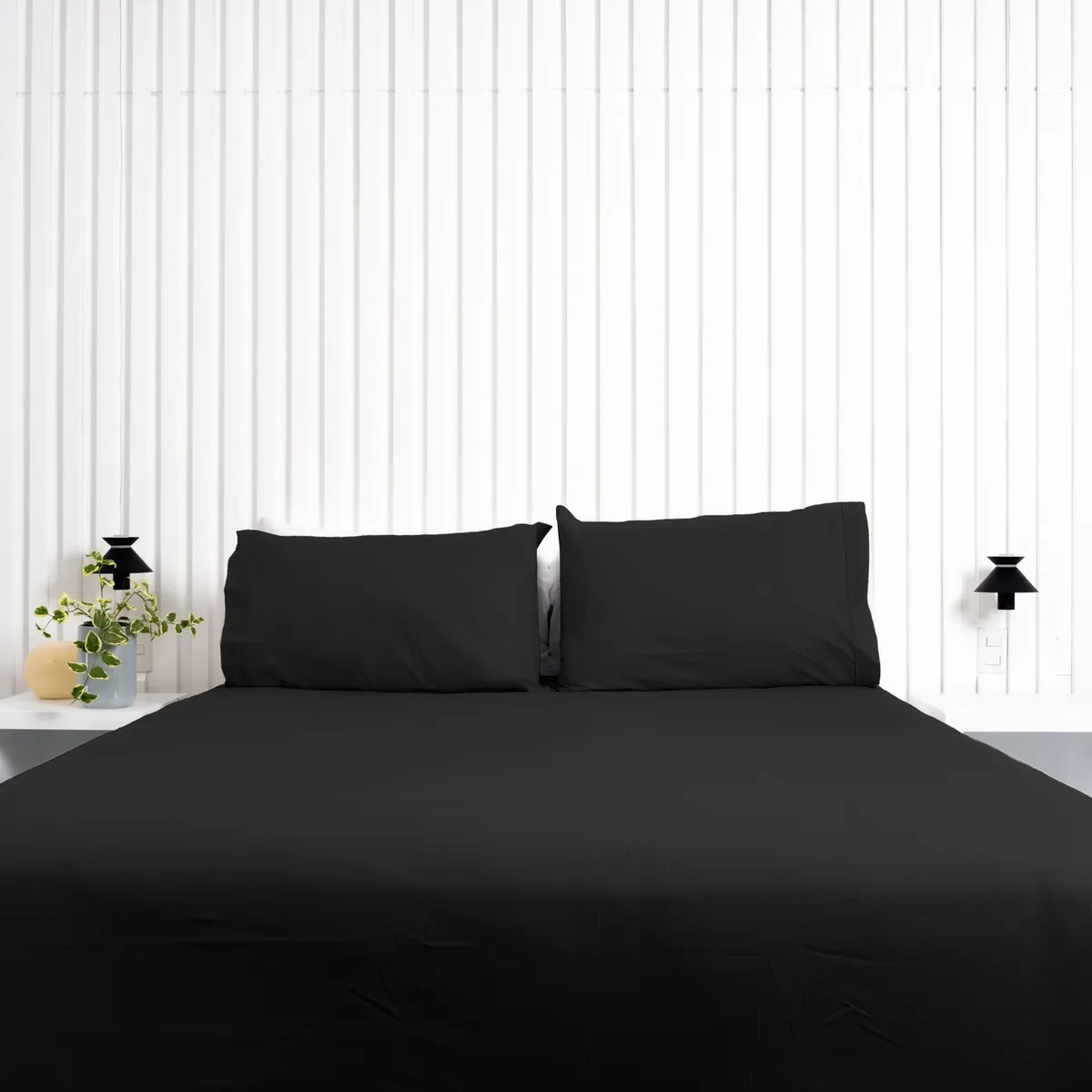 COBITEX HOME - Sábanas + Plumón Hipoalergénico King Negro Cobitex 100 algodón