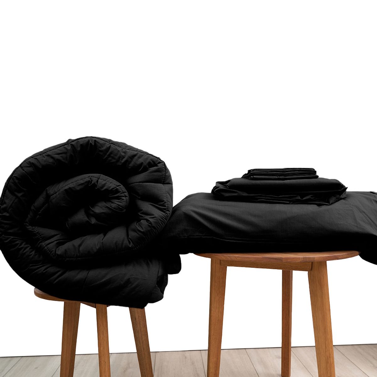 COBITEX HOME - Sábanas + Plumón Hipoalergénico 2 plazas Negro Cobitex 100 algodón