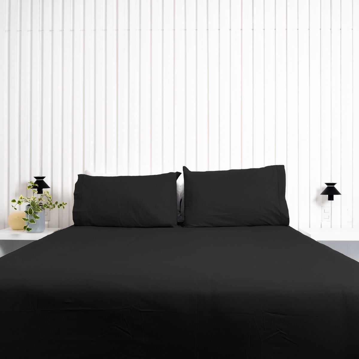 COBITEX HOME - Sábanas + Plumón Hipoalergénico 1.5 plazas Negro Cobitex 100% algodón