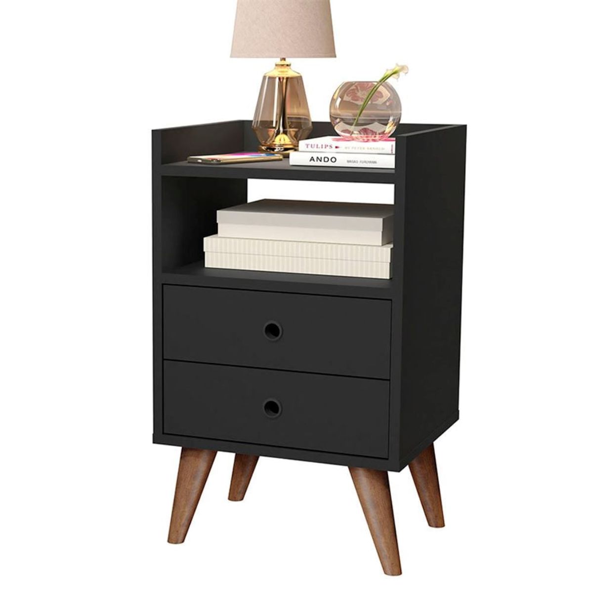 GENERICO - Velador Muebles Gaudi Layla - Color Negro.