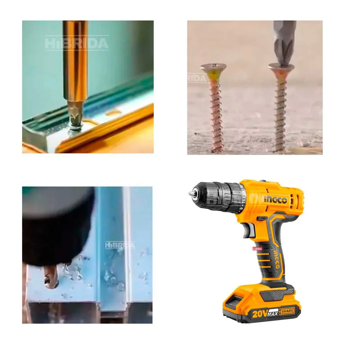 INGCO TOOLS - TALADRO ATORNILLADOR INALAMBRICO 20V INGCO + 21 ACCESORIOS