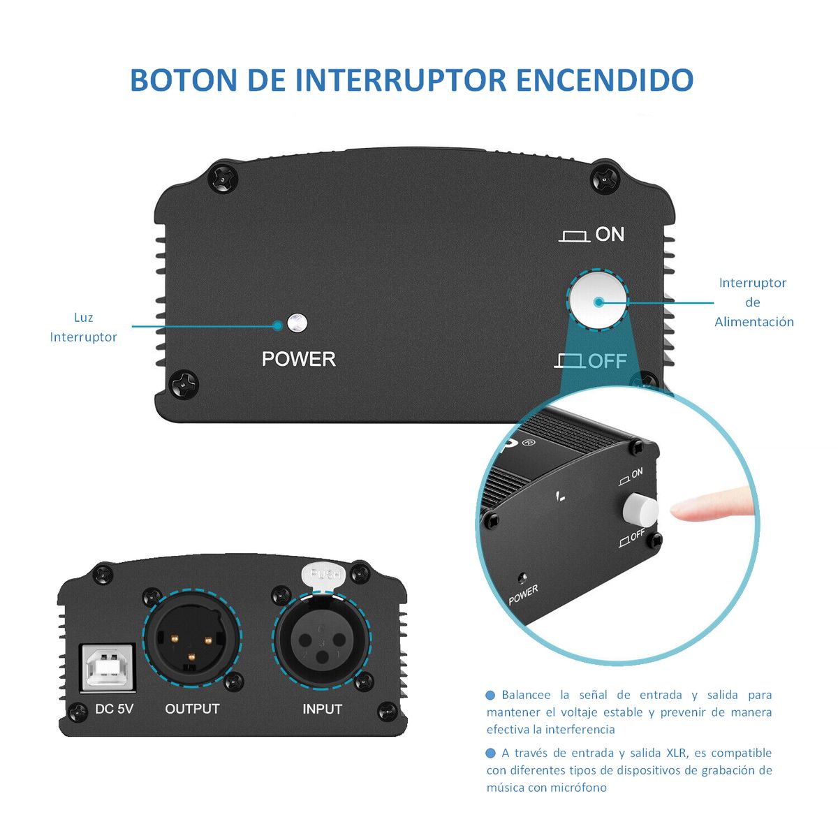 OEM - Phantom Power 48 V para micrófono condensador de estudio