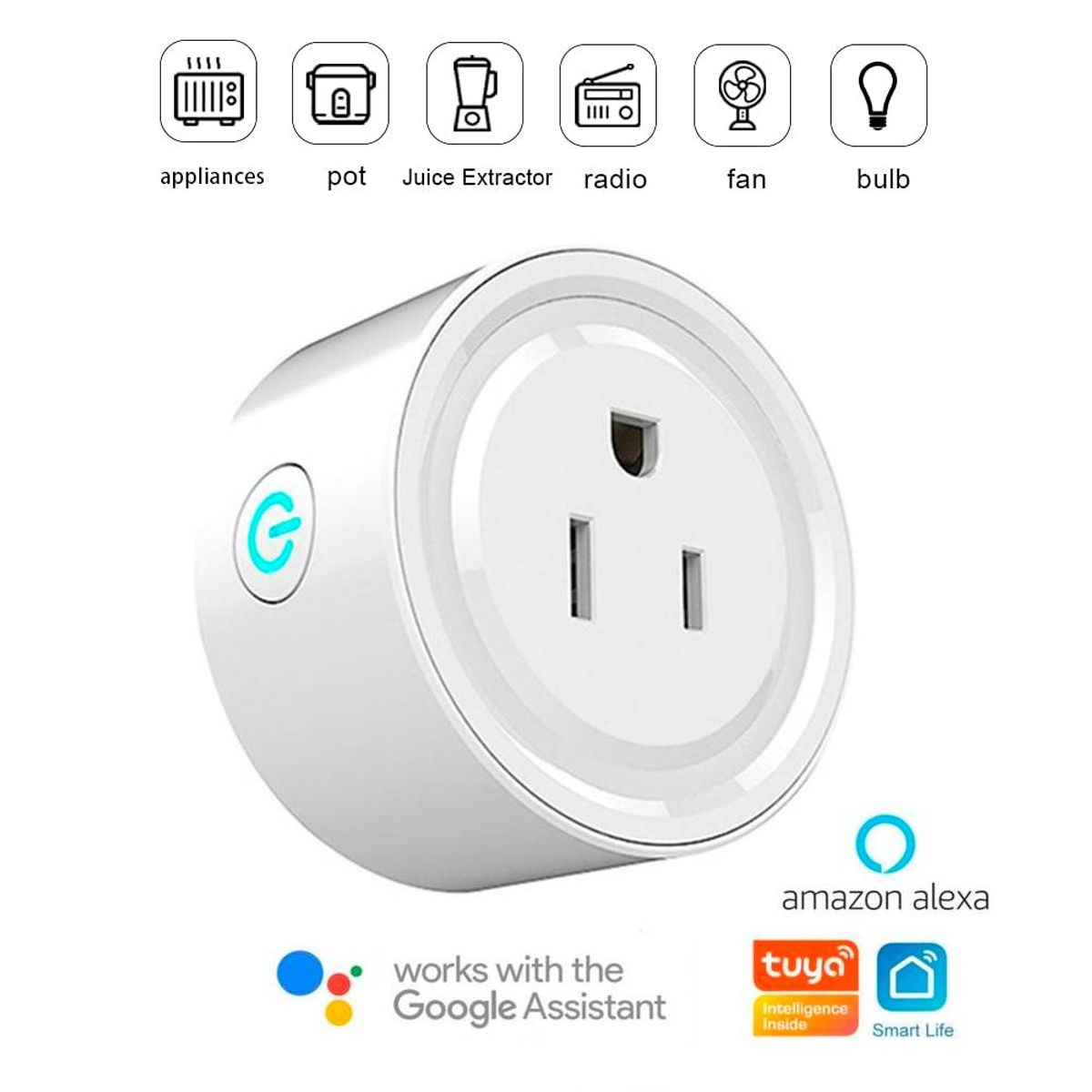 GENERICO - Enchufe Inteligente Smart Wifi Mini con Google Home Assitant y Alexa