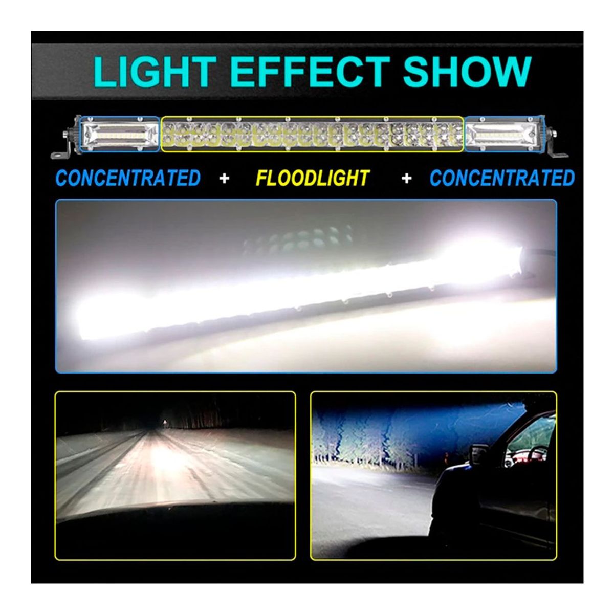 GENERICO - Barra Led Neblinero Blancoambar Slim 180w Strobo Doble Fila