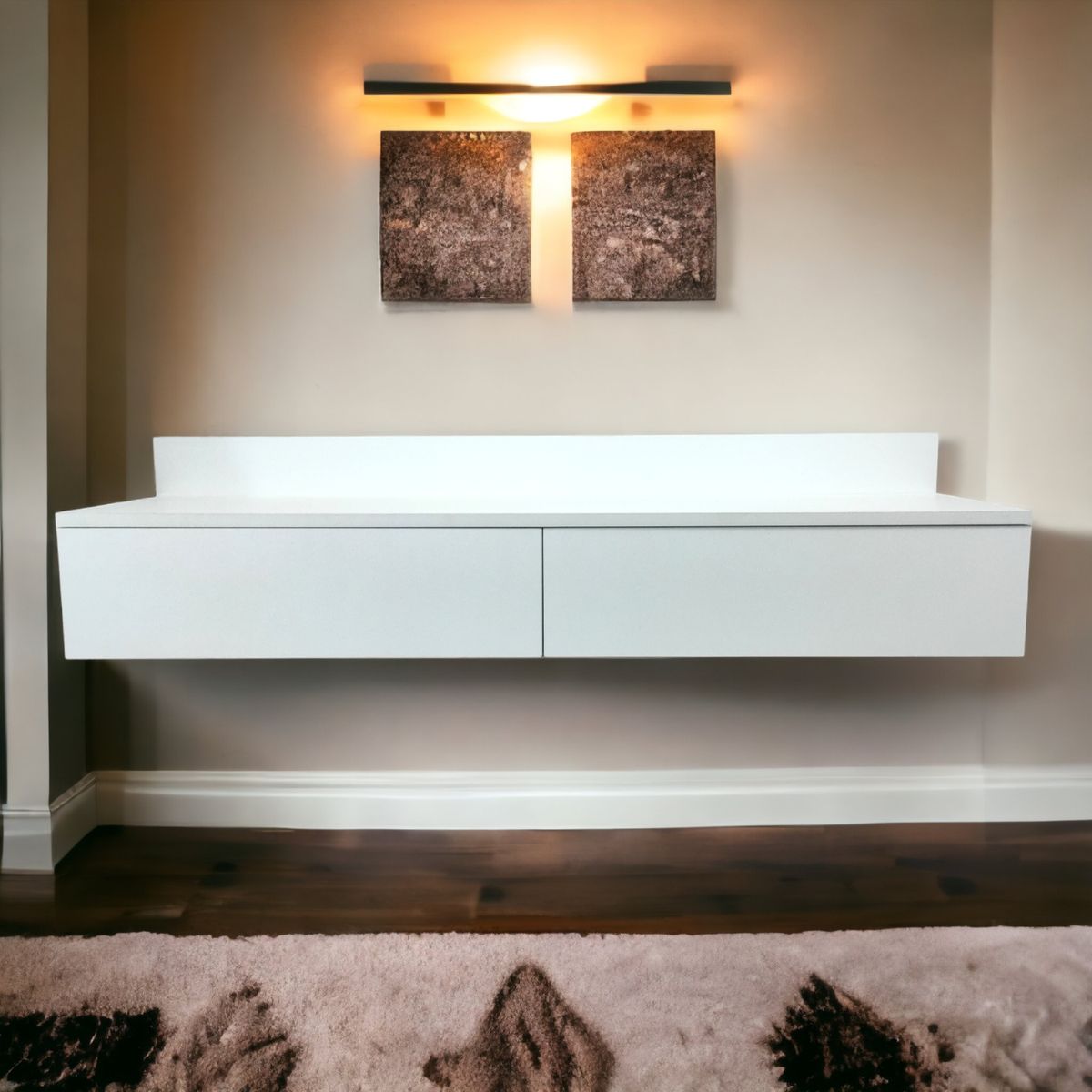 GENERICO - Mueble Mesa para TV Flotante Minimalista Melamina Blanco