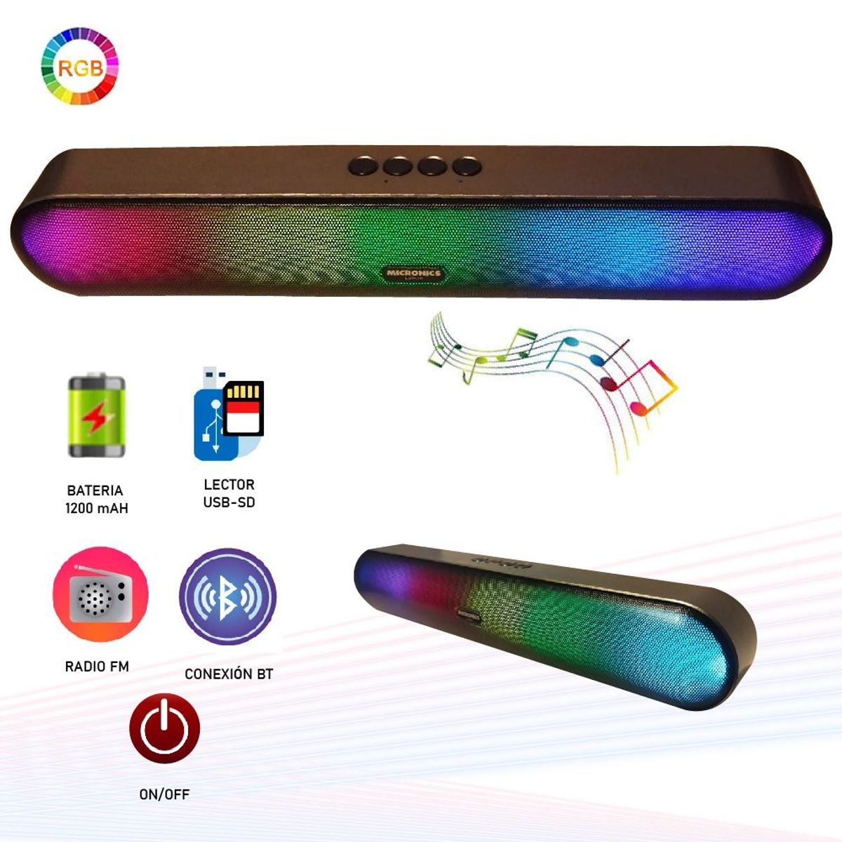 MICRONICS - Parlante Gamer Micronics Luxor S200 Luz RGB