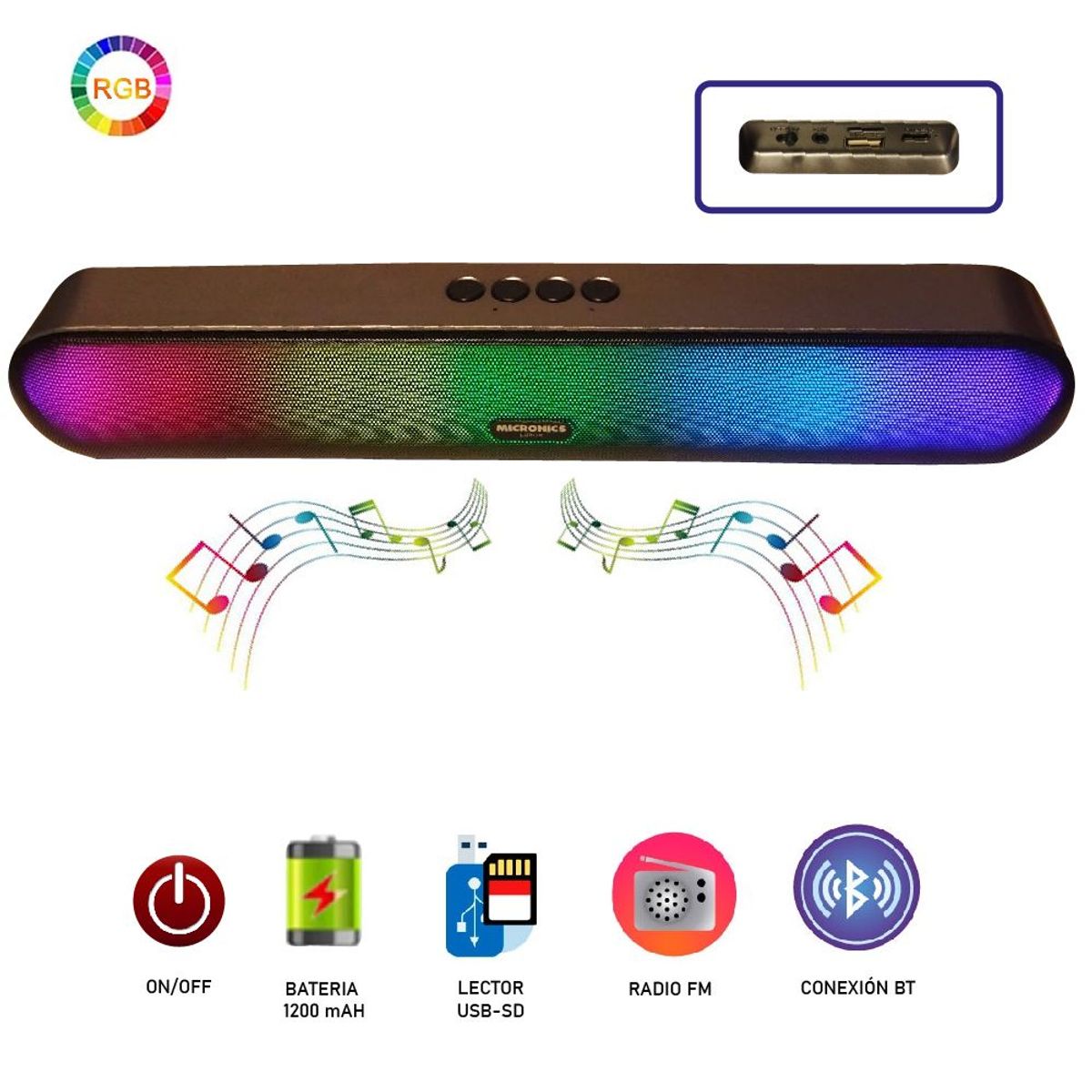 MICRONICS - Parlante Gamer Micronics Luxor S200 Luz RGB