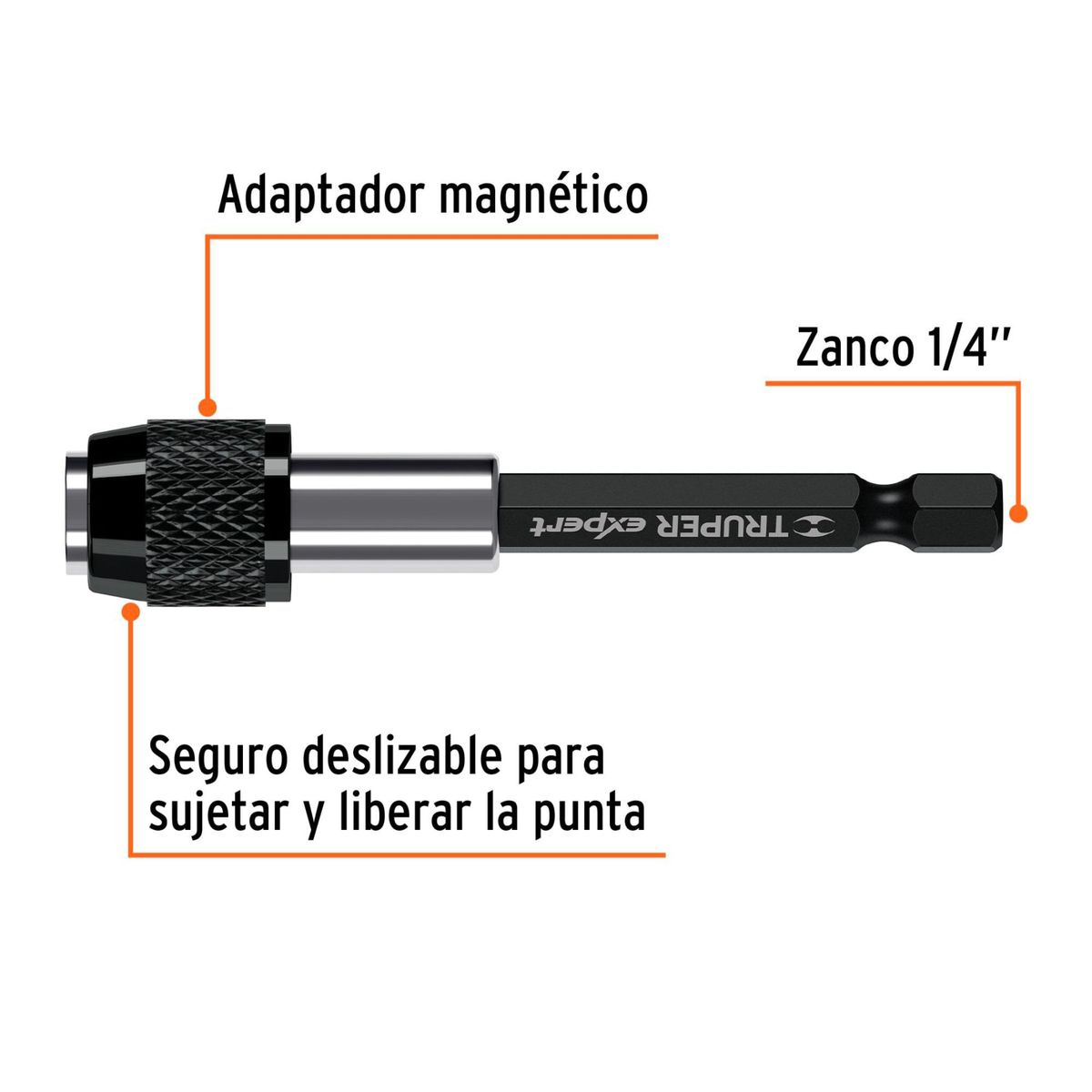TRUPER - Adaptador magnético de 75mm,  para atornilladores, Truper
