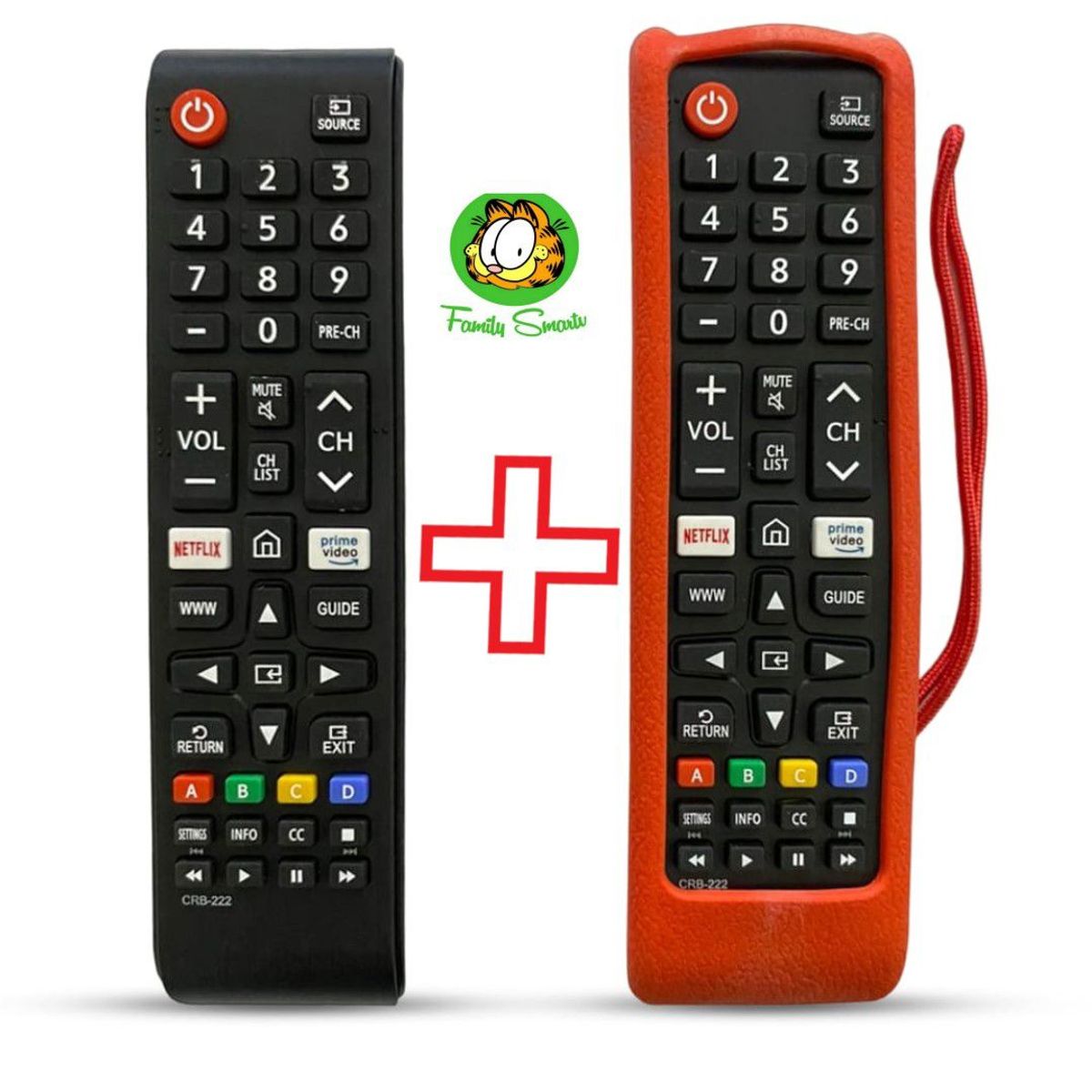 GENERICO - Control Remoto Generico Para tv Samsung Botón Amazon +  Funda Roja