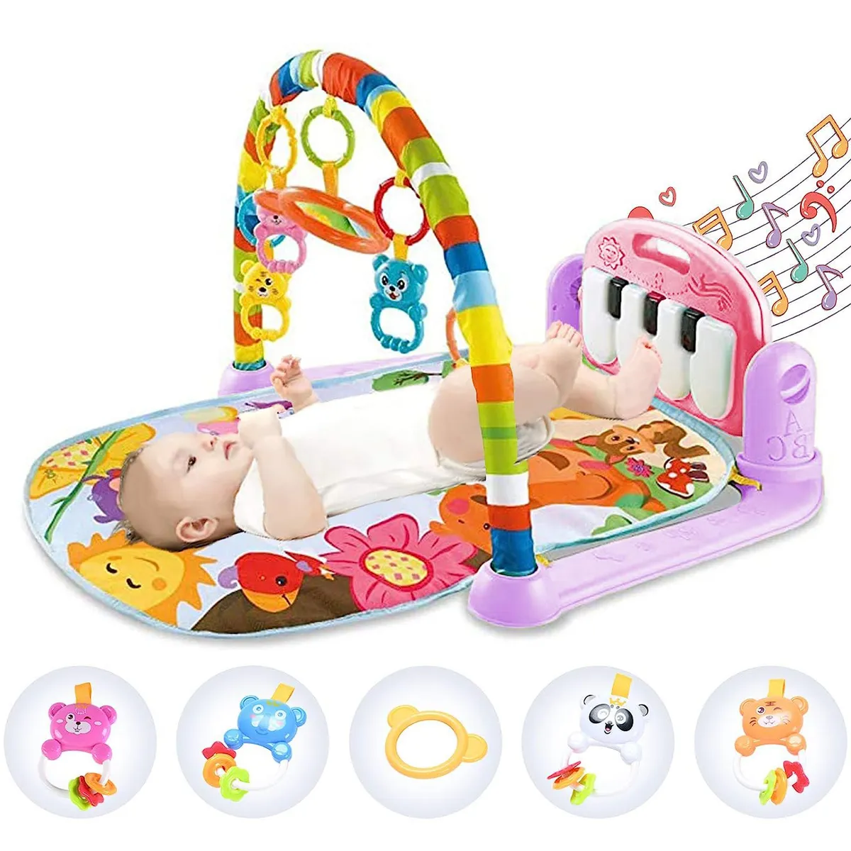 GENERICO - Gimnasio de Bebe con Piano Para Patear Rosado