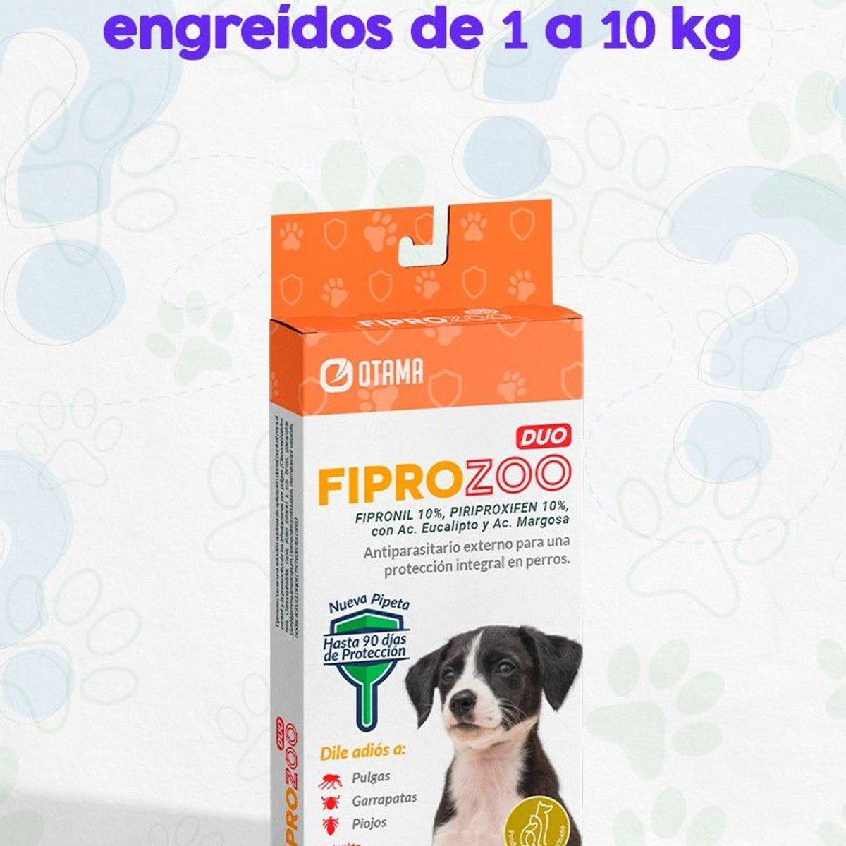 OTAMA - FIPROZOO DUO 1 A 10 KG  ANTIPULGA ANTIPARASITARIO PARA PERRO