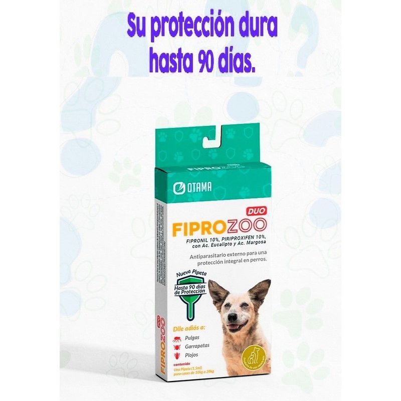 OTAMA - FIPROZOODUO 10 A 20 KG  ANTIPULGA ANTIPARASITARIO PARA PERRO