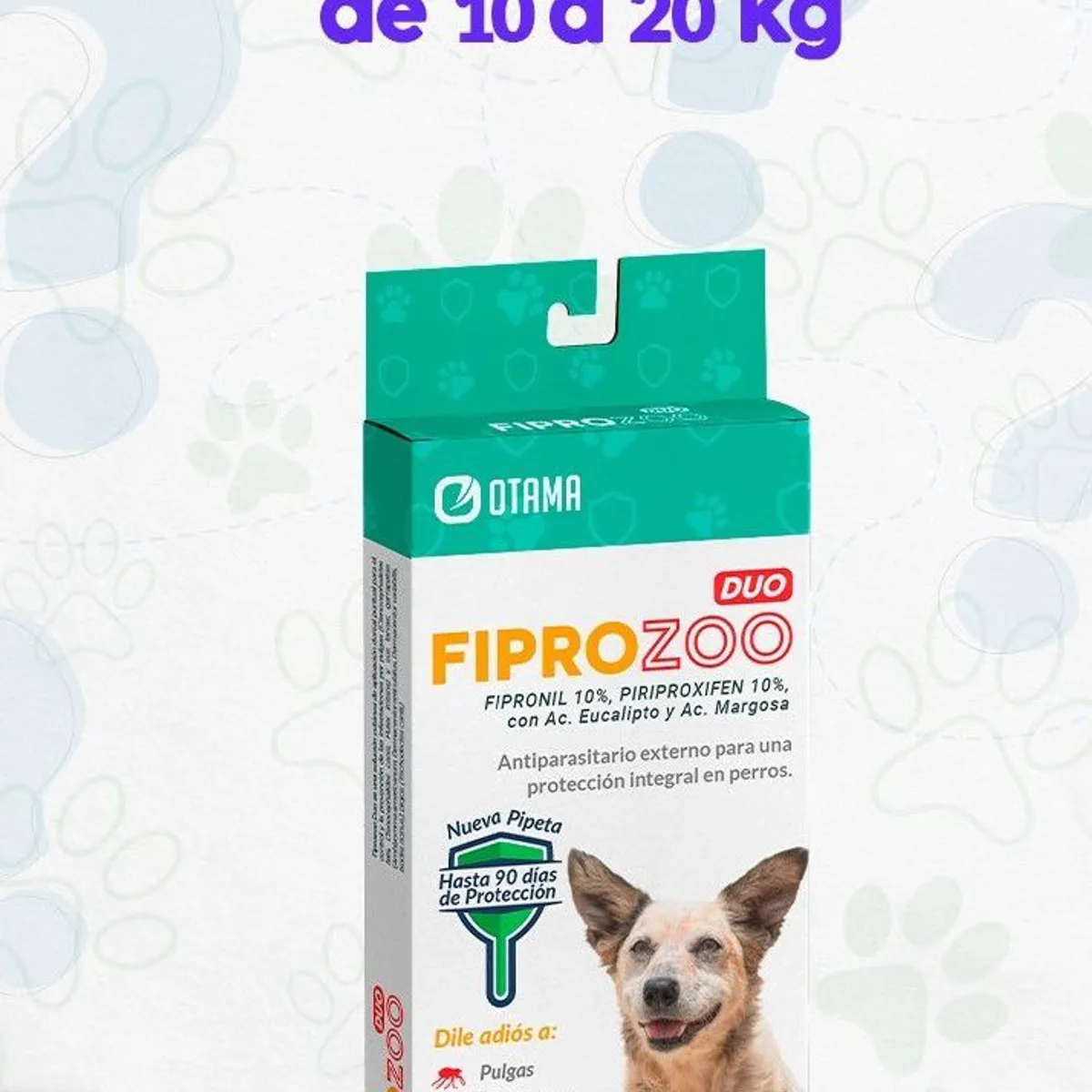 OTAMA - FIPROZOODUO 10 A 20 KG  ANTIPULGA ANTIPARASITARIO PARA PERRO