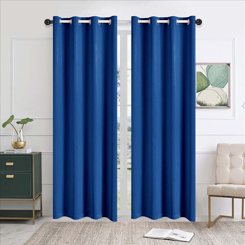 CASATEX - Set de Cortinas de Tela JACQUARD 140x200cm BLUE