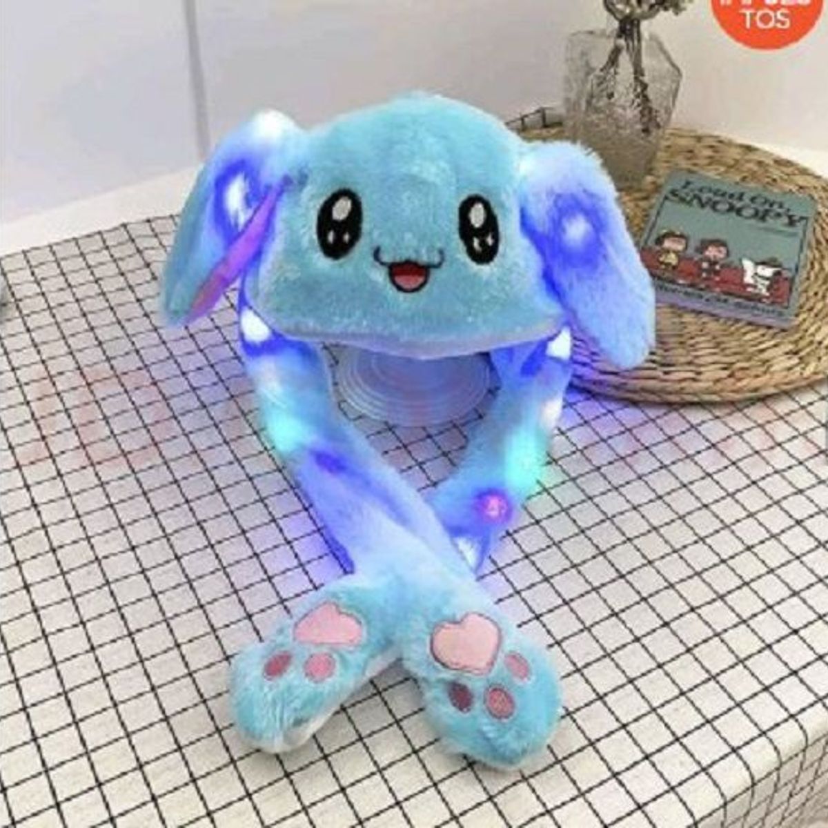 GENERICO - Gorro De Conejo Con Luces Con Orejas Moviles Gorrito Kawaii CELESTE