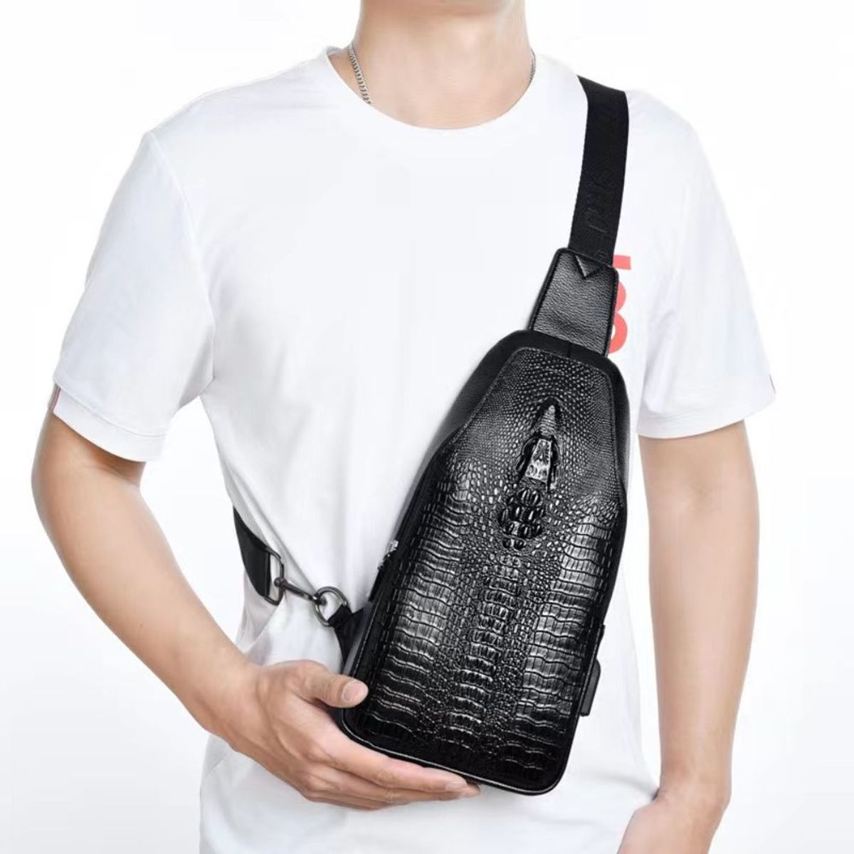 GENERICO - Morral de lujo cuero PU DISEÑO piel de cocodrillo