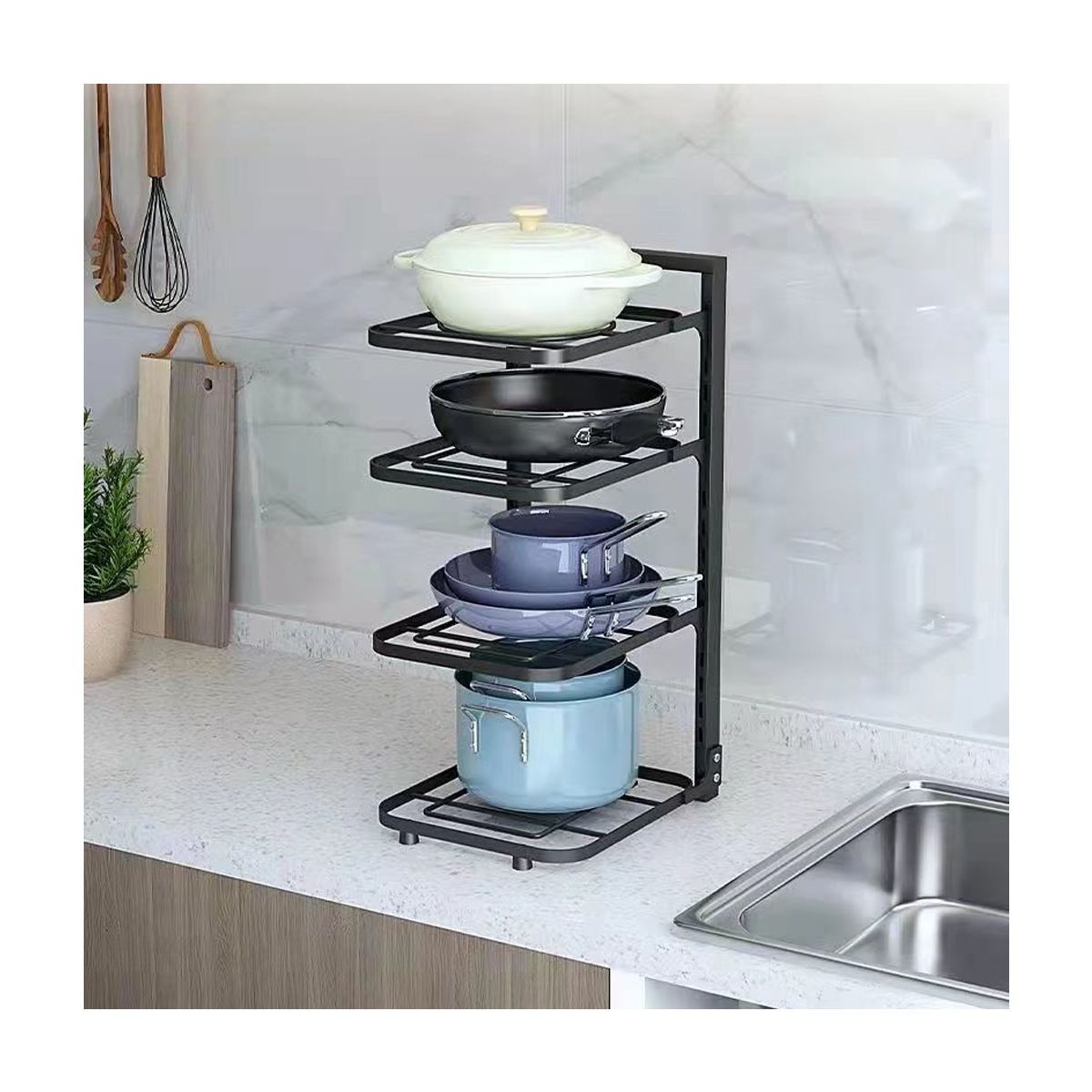 GENERICO - Organizador Para Ollas Sartenes Tapas 4 Niveles Multiuso