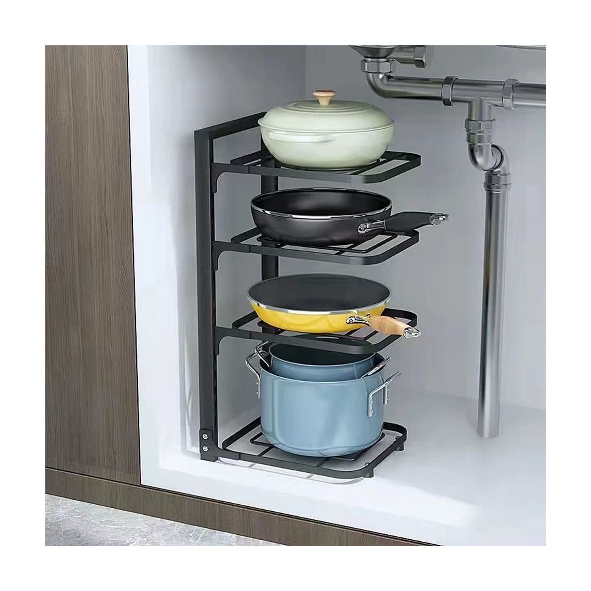 GENERICO - Organizador Para Ollas Sartenes Tapas 4 Niveles Multiuso