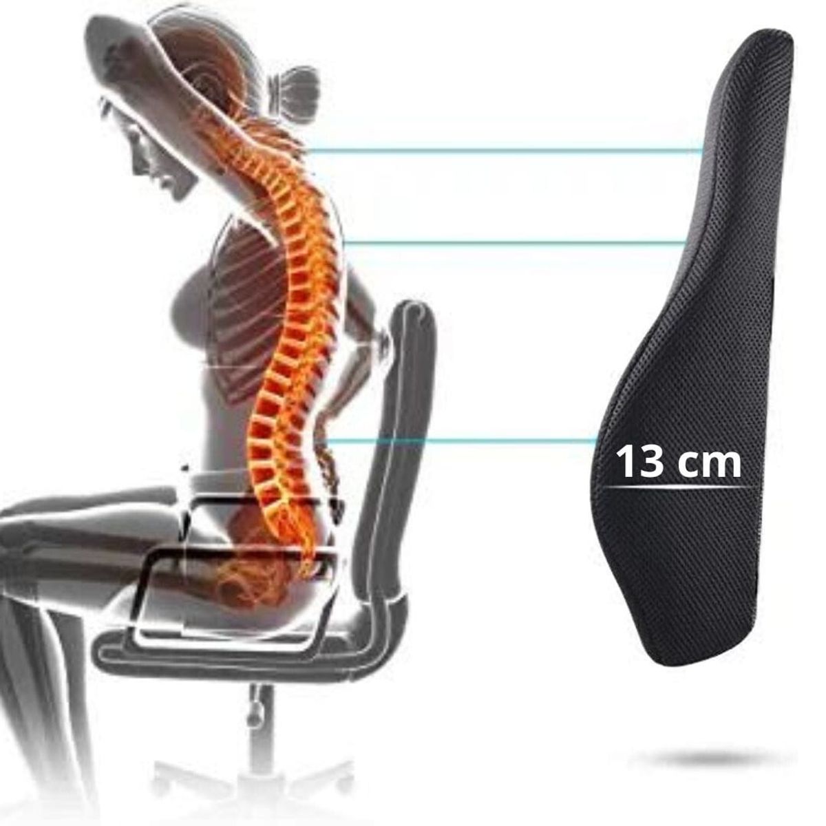 DAUER - Cojín Respaldar Lumbar DAUER Viscogel + Bambu con forro y bolsillo