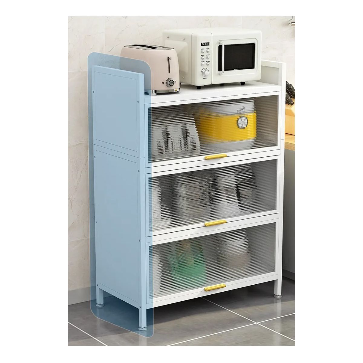 GENERICO - Organizador Multiuso Mueble Estante Cocina Microondas 4 Niveles Multiuso Blanco