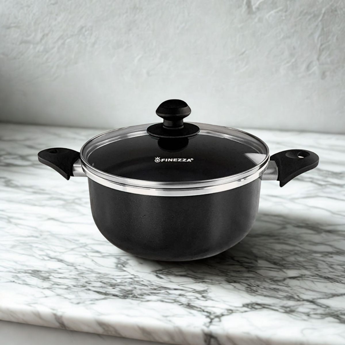 FINEZZA - Olla Antiadherente FINEZZA de 24 cm en Color Negro FZ-X324AH