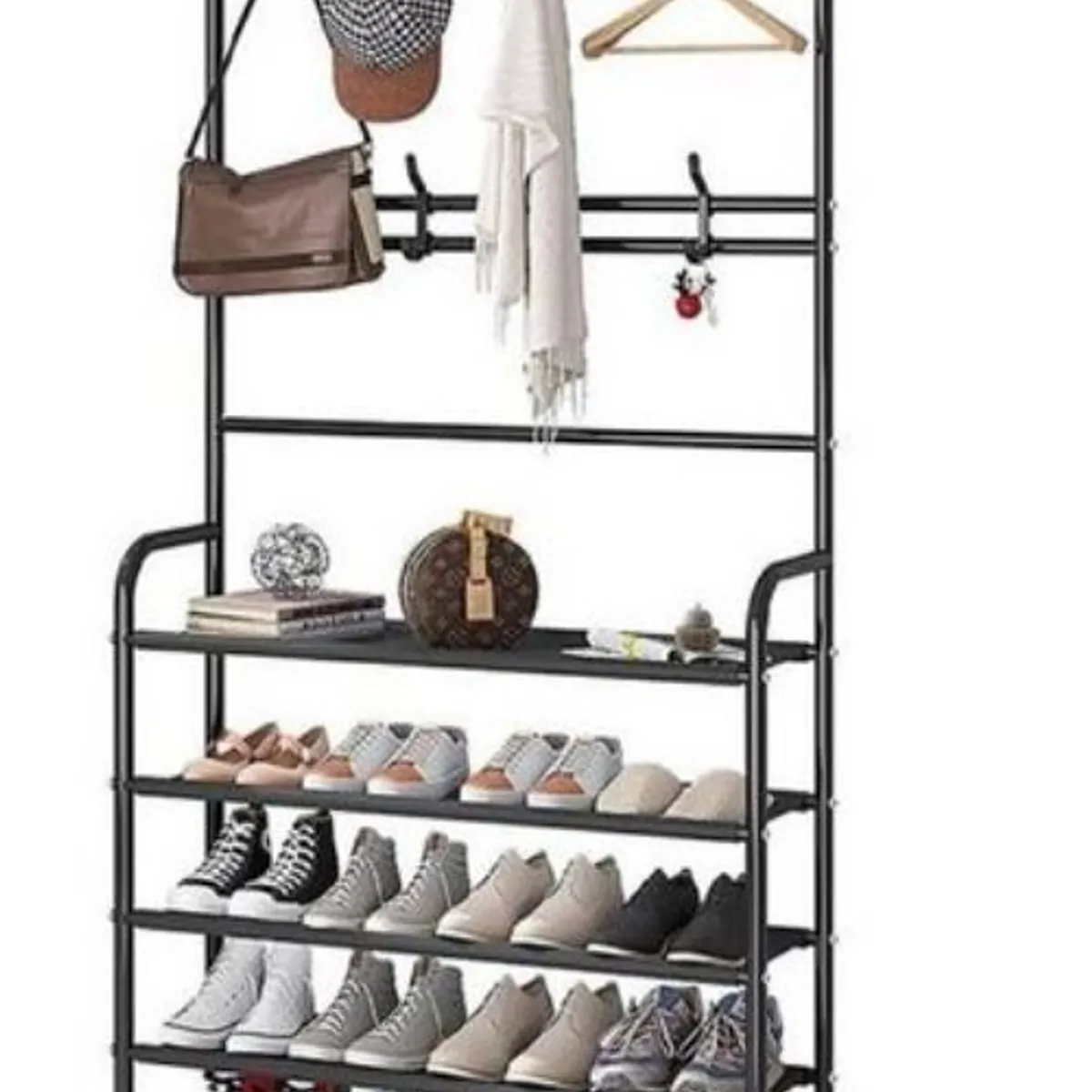 GENERICO - Estante de Zapatos 5 Niveles Zapatera de Metal + Perchero Organizador