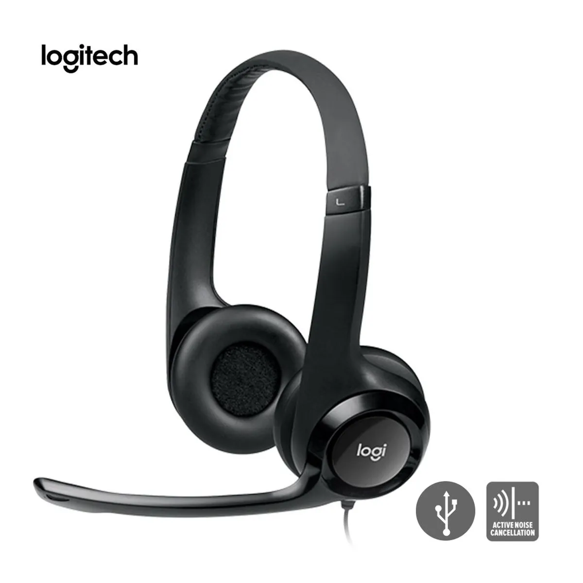 LOGITECH - Audífonos Logitech USB H390 para pc micro bidireccional canc-ruido Negro