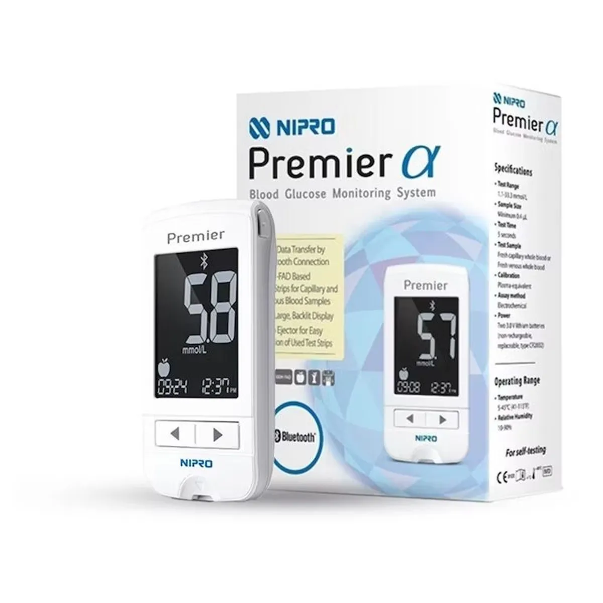 NIPRO - MEDIDOR DE GLUCOSA NIPRO PREMIER MAS 10 TIRAS Y 10 LANCETAS